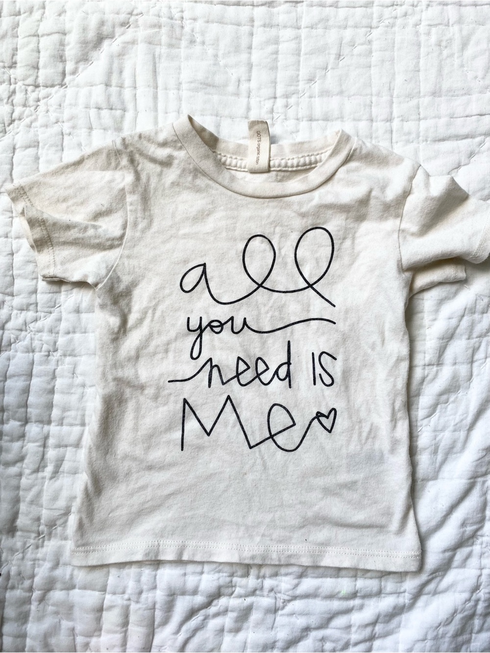Kids White Graphic Tee - "All You Need Is Me"